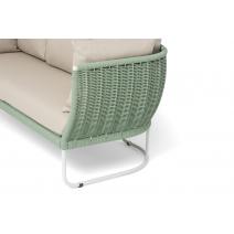 "Фиджи" диван 3-местный плетеный из роупа, каркас алюминий светло-серый (RAL7035) муар, роуп зеленый (4204) круглый tex, ткань Mossle бежевая, фото 6 