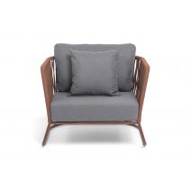  "Багамы" кресло плетеное из роупа, каркас алюминий коричневый (RAL8016) муар, роуп BZ23-ED31, ткань темно-серая 027, фото 3 