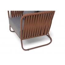  "Багамы" кресло плетеное из роупа, каркас алюминий коричневый (RAL8016) муар, роуп BZ23-ED31, ткань темно-серая 027, фото 6 