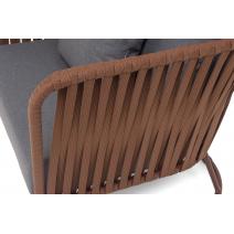  "Багамы" кресло плетеное из роупа, каркас алюминий коричневый (RAL8016) муар, роуп BZ23-ED31, ткань темно-серая 027, фото 7 