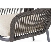  "Лион" стул плетеный из роупа, каркас алюминий темно-серый (RAL7024) муар, роуп темно-серый круглый, ткань бежевая 052, фото 2 