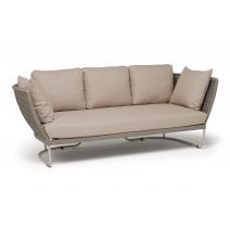  "Фиджи" диван 3-местный плетеный из роупа, каркас алюминий светло-серый (RAL7035) муар, роуп серый меланж круглый, ткань Mossle бежевая, фото 3 