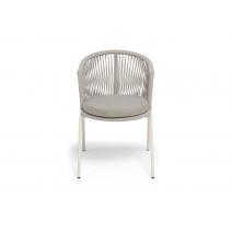  "Люксембург" стул плетеный из роупа, каркас из стали (RAL1013) муар, роуп бежевый круглый, ткань бежевая 15052, фото 3 