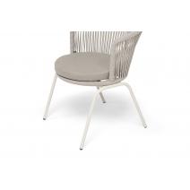  "Люксембург" стул плетеный из роупа, каркас из стали (RAL1013) муар, роуп бежевый круглый, ткань бежевая 15052, фото 6 