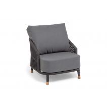  "Верона" кресло плетеное из роупа, каркас алюминий темно-серый (RAL7024) муар, роуп темно-серый круглый, ткань темно-серая 027, фото 2 