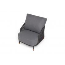  "Верона" кресло плетеное из роупа, каркас алюминий темно-серый (RAL7024) муар, роуп темно-серый круглый, ткань темно-серая 027, фото 4 