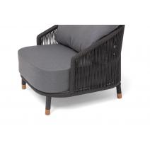  "Верона" кресло плетеное из роупа, каркас алюминий темно-серый (RAL7024) муар, роуп темно-серый круглый, ткань темно-серая 027, фото 6 