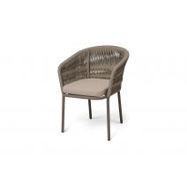  "Бордо" стул плетеный из роупа (колос), каркас алюминий серый (RAL7022) муар, роуп серый 15мм, ткань темно-серая 027, фото 1 