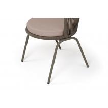  "Люксембург" стул плетеный из роупа, каркас из стали бежево-серый (RAL7006) муар, роуп коричневый круглый, ткань Mossle бежевая, фото 6 