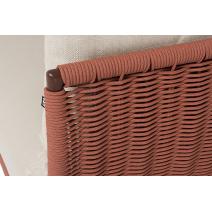  "Фиджи" диван 3-местный плетеный из роупа, каркас алюминий коричневый (RAL8016) муар, роуп красный (8372) круглый tex, ткань Mossle бежевая, фото 6 