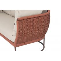  "Фиджи" диван 3-местный плетеный из роупа, каркас алюминий коричневый (RAL8016) муар, роуп красный (8372) круглый tex, ткань Mossle бежевая, фото 7 