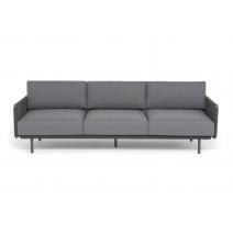  "Джелло" диван 3-местный плетеный из роупа, каркас алюминий темно-серый (RAL7024) муар, роуп темно-серый круглый, ткань темно-серая 027, фото 3 