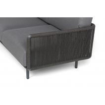  "Джелло" диван 3-местный плетеный из роупа, каркас алюминий темно-серый (RAL7024) муар, роуп темно-серый круглый, ткань темно-серая 027, фото 6 