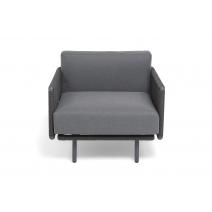  "Джелло" кресло плетеное из роупа, каркас алюминий темно-серый (RAL7024) муар, роуп темно-серый круглый, ткань темно-серая 027, фото 3 