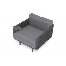  "Джелло" кресло плетеное из роупа, каркас алюминий темно-серый (RAL7024) муар, роуп темно-серый круглый, ткань темно-серая 027, фото 4 