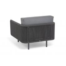  "Джелло" кресло плетеное из роупа, каркас алюминий темно-серый (RAL7024) муар, роуп темно-серый круглый, ткань темно-серая 027, фото 5 