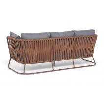  "Багамы" диван 3-местный плетеный из роупа, каркас алюминий бежево-серый (RAL7006) муар, роуп серо-коричневый 23мм, ткань светло-серая, фото 5 