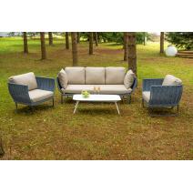  "Фиджи" лаунж-зона 5-местная плетеная из роупа (веревки), каркас алюминиевый темно-серый, роуп синий (KT18-014), фото 1 