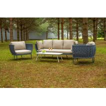  "Фиджи" лаунж-зона 5-местная плетеная из роупа (веревки), каркас алюминиевый темно-серый, роуп синий (KT18-014), фото 3 