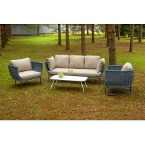  "Фиджи" лаунж-зона 5-местная плетеная из роупа (веревки), каркас алюминиевый темно-серый, роуп синий (KT18-014), фото 4 