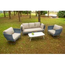  "Фиджи" лаунж-зона 5-местная плетеная из роупа (веревки), каркас алюминиевый темно-серый, роуп синий (KT18-014), фото 6 