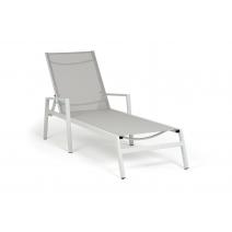  "Парма" шезлонг из алюминия темно-серый (RAL7024) муар, ткань текстилен серая, фото 1 