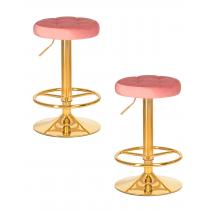  Набор 2 шт Табурет барный DOBRIN BRUNO GOLD, пудрово-розовый велюр (MJ9-32), фото 1 