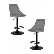  Набор 2 шт Стул барный DOBRIN JOSEPH BLACK, серый велюр (MJ9-75), фото 1 