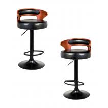  Набор 2 шт Стул барный DOBRIN FRED BLACK, коричневое дерево, чёрный, фото 1 