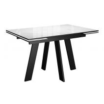  Стол DikLine SFM120 стекло Оптивайт Белый мрамор/подстолье черное/опоры черные (2 уп.), фото 1 