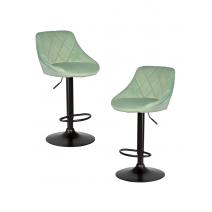  Набор 2 шт Стул барный DOBRIN LOGAN BLACK, мятный велюр (MJ9-87), фото 1 