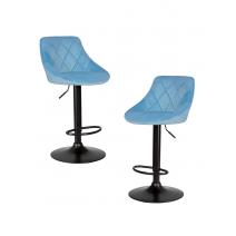  Набор 2 шт Стул барный DOBRIN LOGAN BLACK, пудрово-голубой велюр (MJ9-74), фото 1 