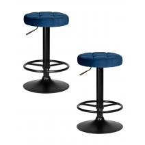  Набор 2 шт Табурет барный DOBRIN BRUNO BLACK, синий велюр (MJ9-117), фото 1 