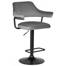 Стул барный DOBRIN CHARLY BLACK, серый велюр (MJ9-75), фото 1 