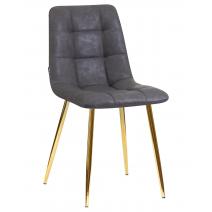  Стул обеденный DOBRIN ALEX, золотые ножки, серая антрацитовая винтажная экокожа (RU-08), фото 1 