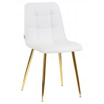  Стул обеденный DOBRIN ALEX, золотые ножки, белая экокожа (P-02), фото 1 