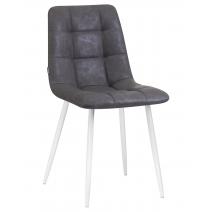  Стул обеденный DOBRIN ALEX, белые ножки, серая антрацитовая винтажная экокожа (RU-08), фото 1 