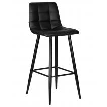  Стул барный DOBRIN NICOLE, черные матовые ножки, черная экокожа (P-01), фото 1 