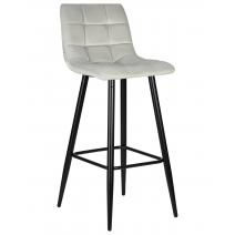  Стул барный DOBRIN NICOLE, черные матовые ножки, светло-серый велюр (108-52), фото 1 