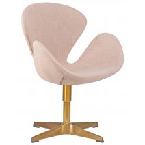  Кресло дизайнерское DOBRIN SWAN, бежевая ткань IF1, золотое основание, фото 1 