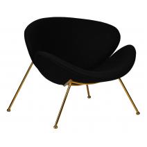  Кресло дизайнерское DOBRIN EMILY, черный ткань AF9, золотое основание, фото 1 