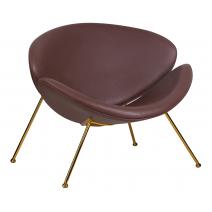  Кресло дизайнерское DOBRIN EMILY, коричневый винил YP5, золотое основание, фото 1 