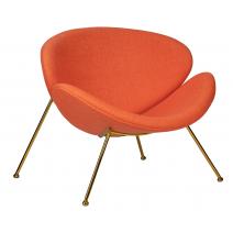  Кресло дизайнерское DOBRIN EMILY, оранжевая ткань AF, золотое основание, фото 1 