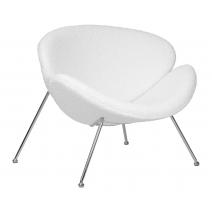  Кресло дизайнерское DOBRIN EMILY, белый (букле) ткань , хромированная сталь, фото 1 