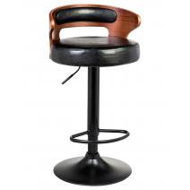  Стул барный DOBRIN FRED BLACK, коричневое дерево, чёрный, фото 1 
