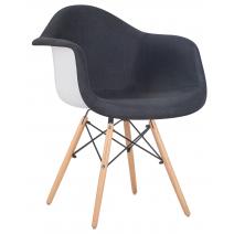  Стул обеденный DOBRIN DAW ROSS, ножки светлый бук, сиденье 012 белый пластик, чёрная ткань, фото 1 