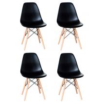  Набор 4 шт Стул обеденный DOBRIN DSW, ножки светлый бук, цвет чёрный (B-03), фото 1 