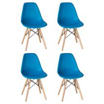  Набор 4 шт Стул обеденный DOBRIN DSW, ножки светлый бук, цвет голубой (BE-02), фото 1 