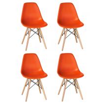  Набор 4 шт Стул обеденный DOBRIN DSW, ножки светлый бук, цвет оранжевый (O-02), фото 1 