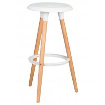  Табурет барный DOBRIN ROYCE, ножки светлый бук, цвет белый (W-02), фото 1 